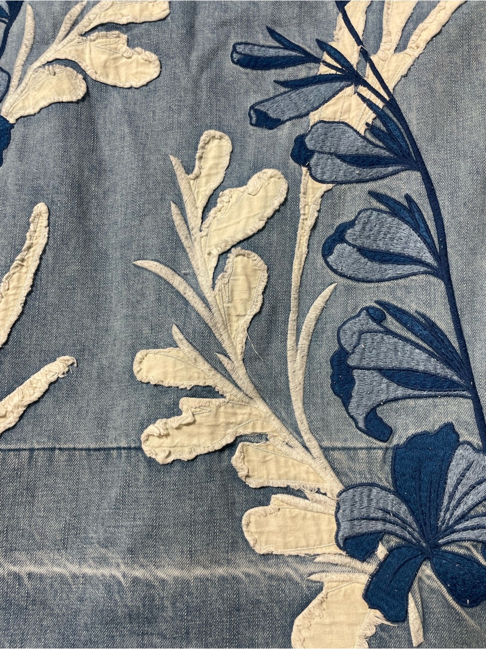 HOLDING HORSES by Anthropologie Light Blue Denim Dress Floral Embroidery Size M - Picture 3 of 12